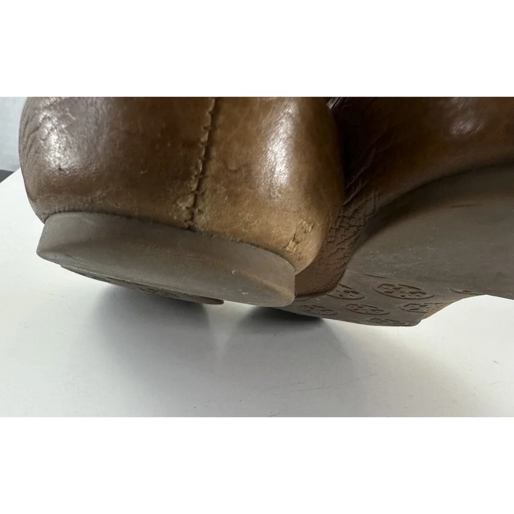 Tory Burch Reva Pebbled Leather Ballet Flats Royal Tan Camel Women Shoe Size 7M - Picture 12 of 15